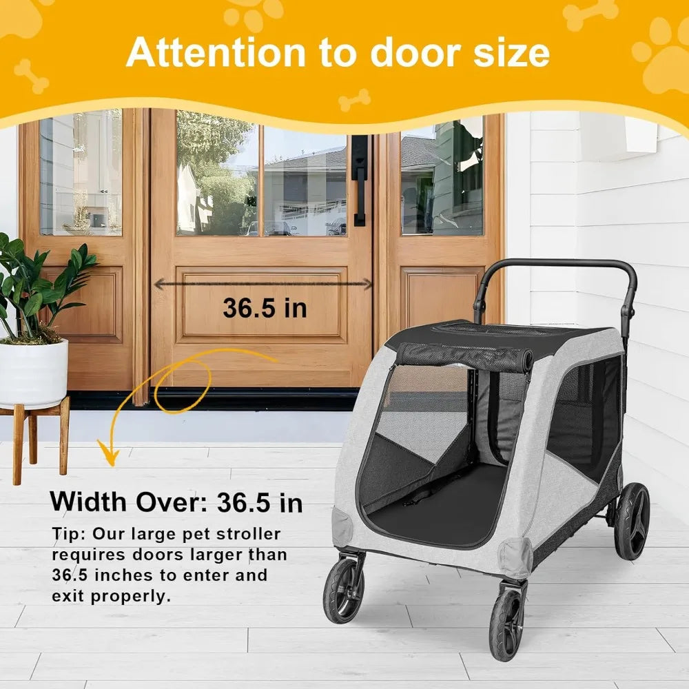 Extra Large Dog Stroller for Large Dogs Dog Carts with 4 Wheels,Adjustable Handle & Breathable Mesh & Reflective Design