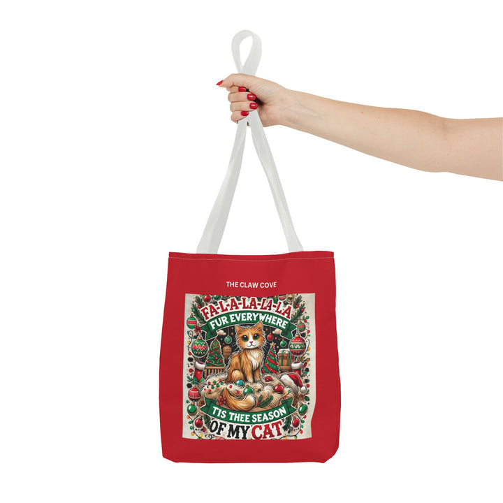 Festive Cat Lover Tote Bag - "Fa-la-la-la-fur Everywhere" Christmas Design