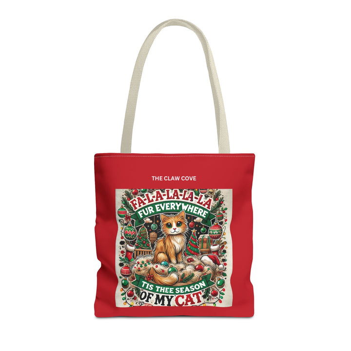 Festive Cat Lover Tote Bag - "Fa-la-la-la-fur Everywhere" Christmas Design