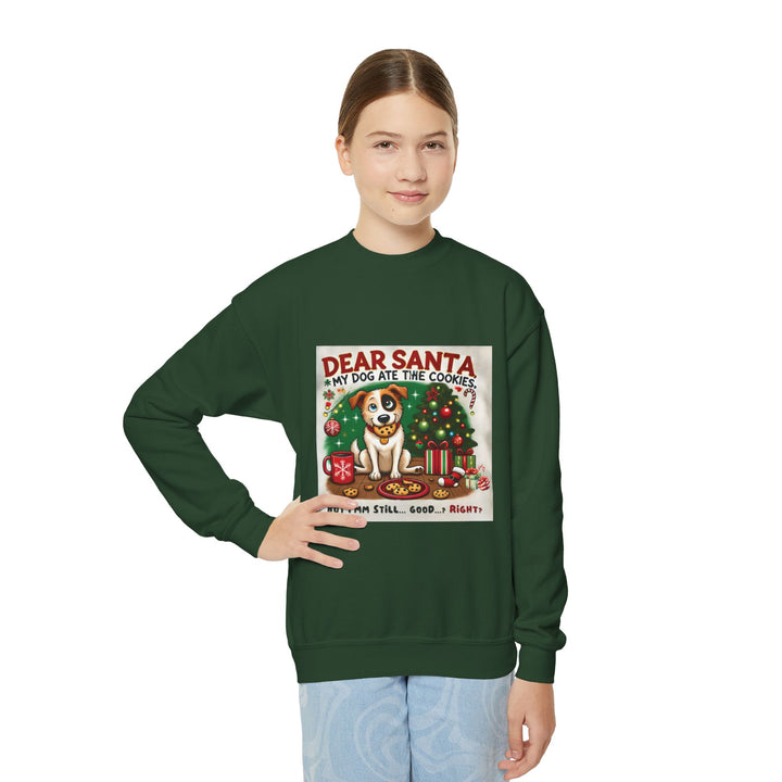 The Claw Cove™ Dear Santa Holiday Youth Crewneck Sweatshirt - Holiday Gift for Dog Lovers