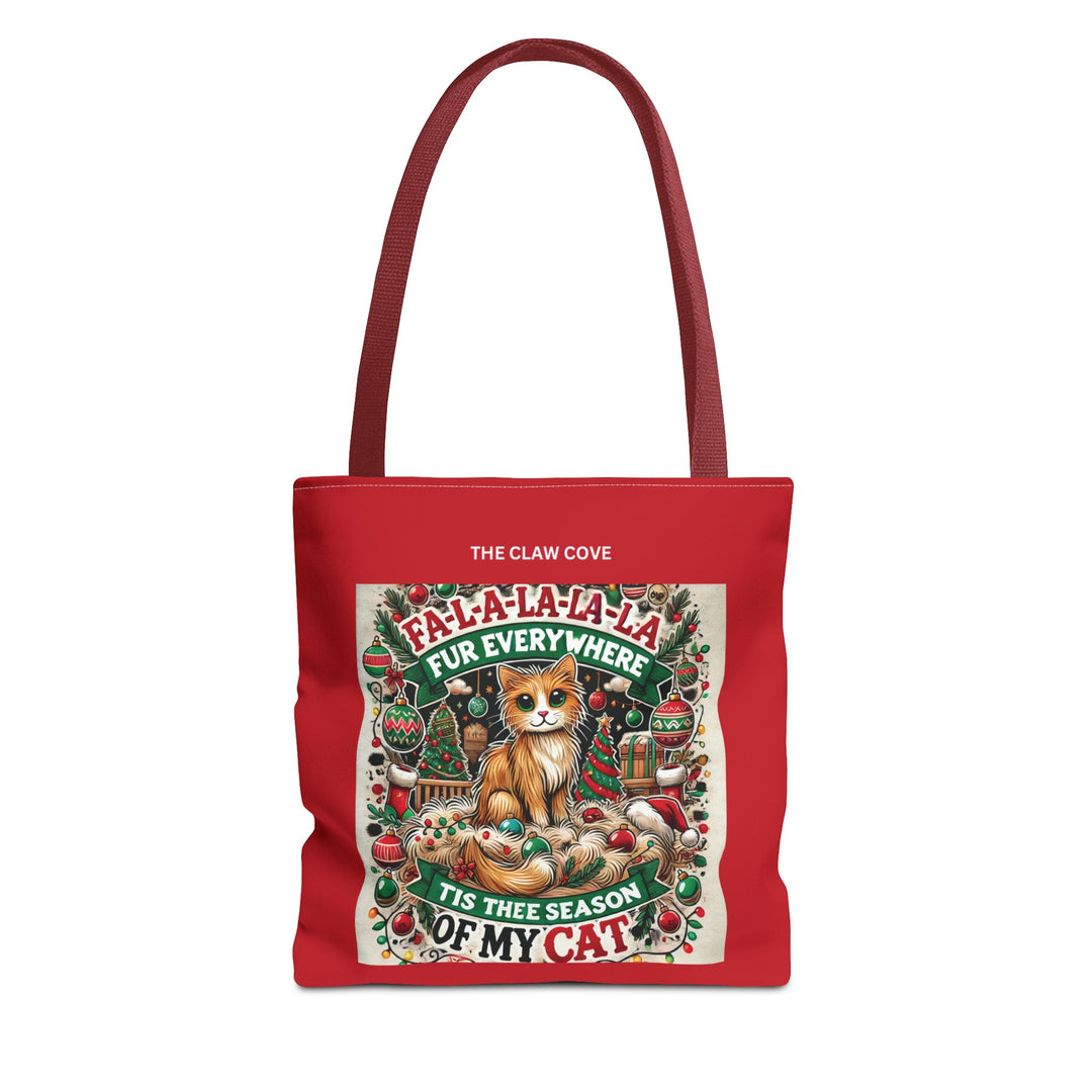 Festive Cat Lover Tote Bag - "Fa-la-la-la-fur Everywhere" Christmas Design