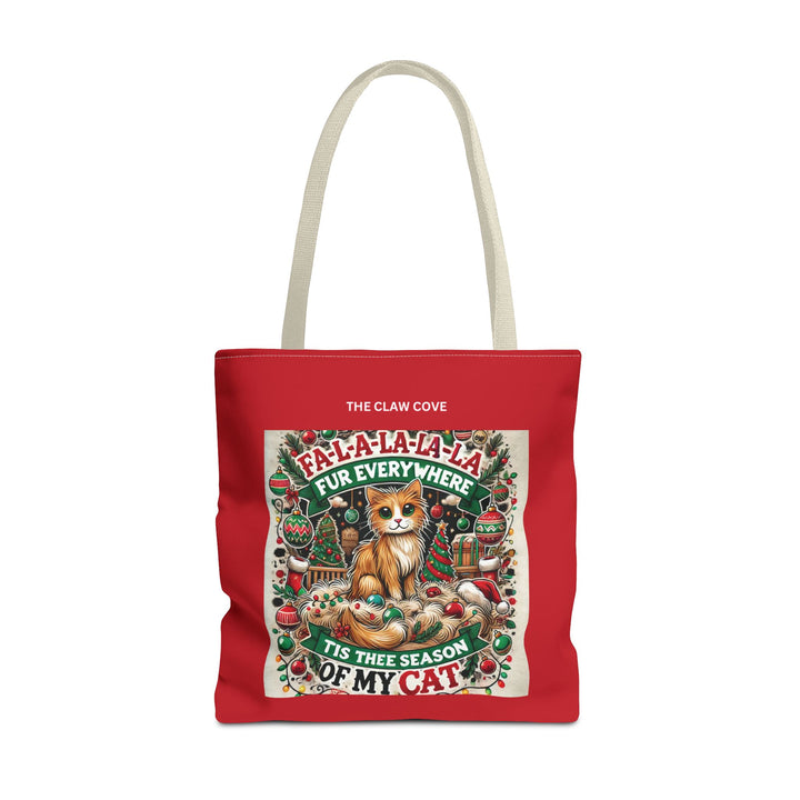 Festive Cat Lover Tote Bag - "Fa-la-la-la-fur Everywhere" Christmas Design