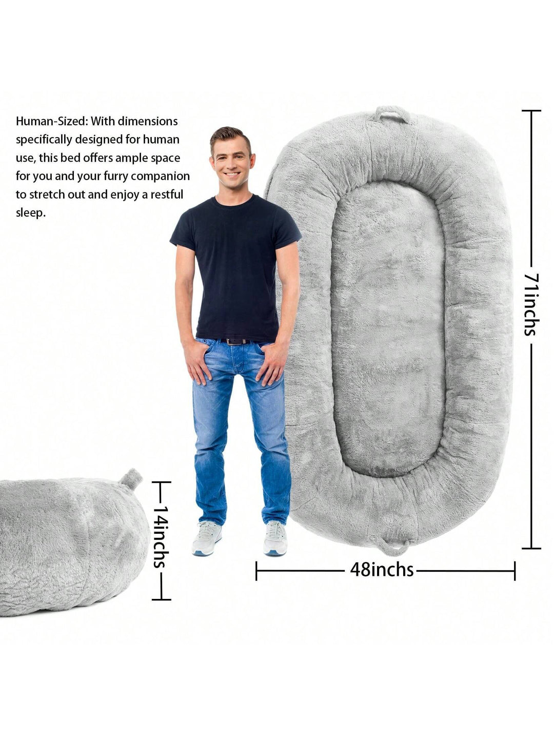 Giant Dog Bed for Men and Women, 75"X48"X14",Washable & Plush Dog Bed for People, Suitable for Adults,Human-Sized Bed