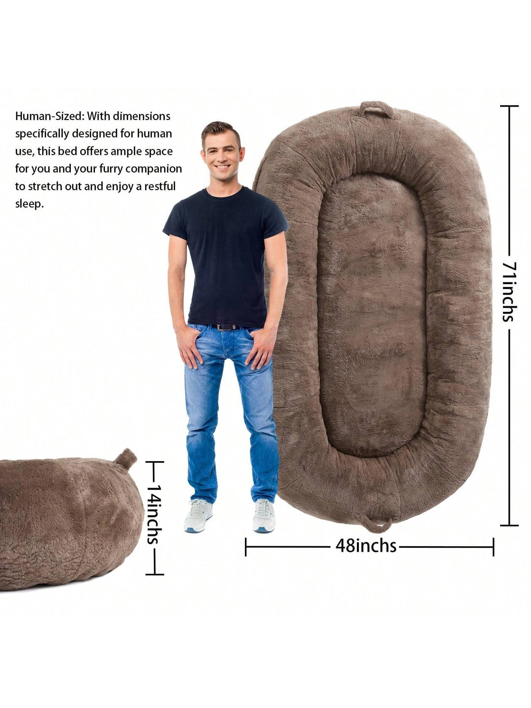 Giant Dog Bed for Men and Women, 75"X48"X14",Washable & Plush Dog Bed for People, Suitable for Adults,Human-Sized Bed