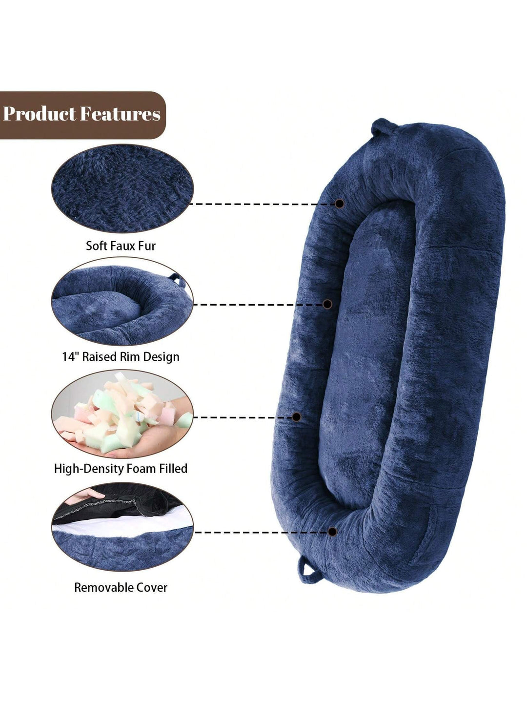 Giant Dog Bed for Men and Women, 75"X48"X14",Washable & Plush Dog Bed for People, Suitable for Adults,Human-Sized Bed