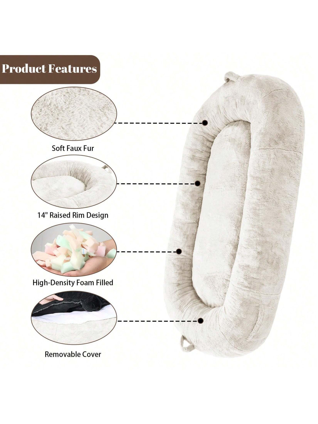 Giant Dog Bed for Men and Women, 75"X48"X14",Washable & Plush Dog Bed for People, Suitable for Adults,Human-Sized Bed