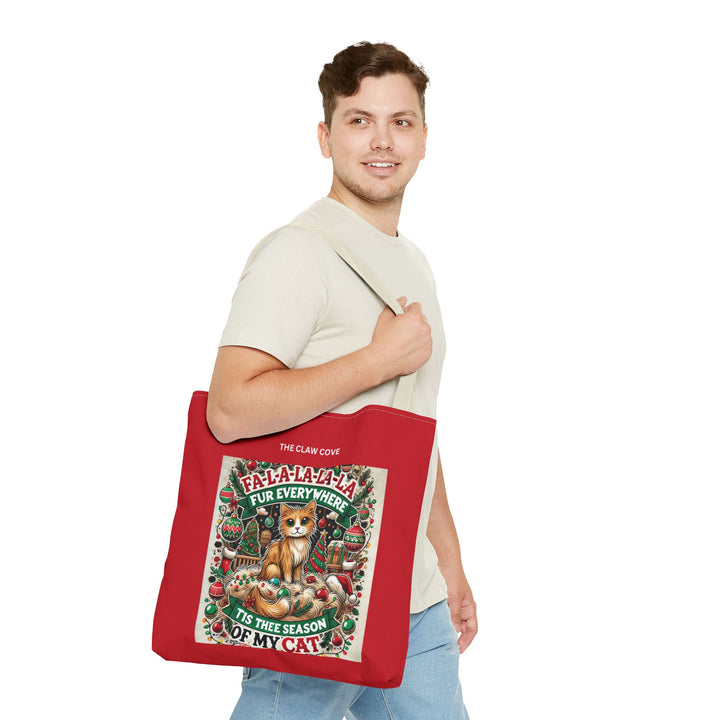 Festive Cat Lover Tote Bag - "Fa-la-la-la-fur Everywhere" Christmas Design