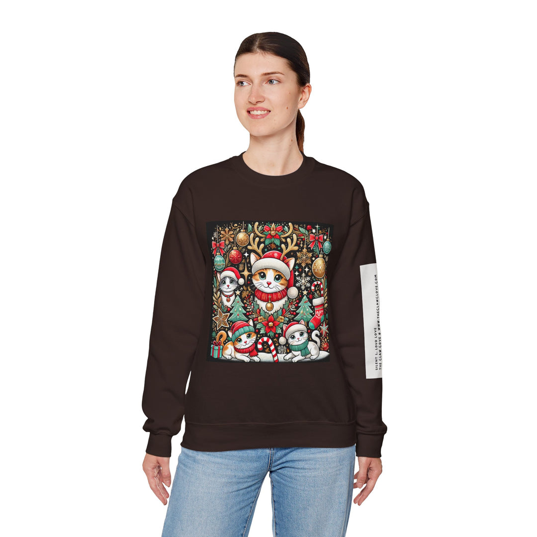 The Claw Cove™ Unisex Kitty Kat Christmas Crewneck Sweatshirt