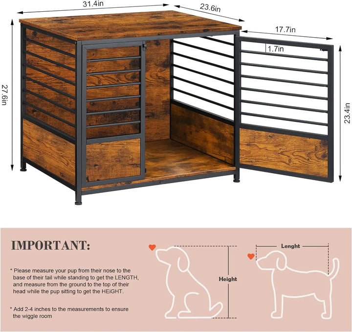 LIANTRAL Dog Crate Furniture, 32In Medium Heavy Duty Dog Kennel House Cage with Storage Indoor Living Room Bedroom Side End Tabl