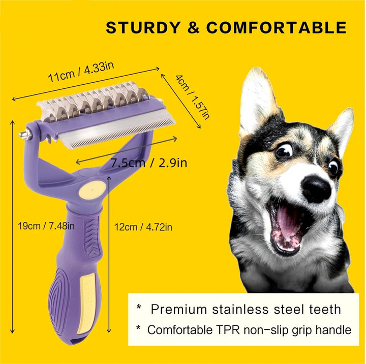 Dematting Comb for Pets - Undercoat Rake for Thick Hair Pets Hair 