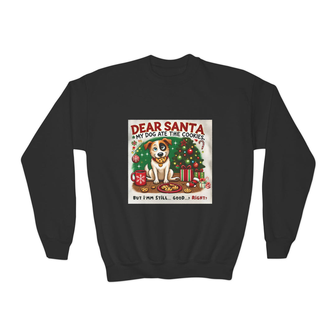 The Claw Cove™ Dear Santa Holiday Youth Crewneck Sweatshirt - Holiday Gift for Dog Lovers