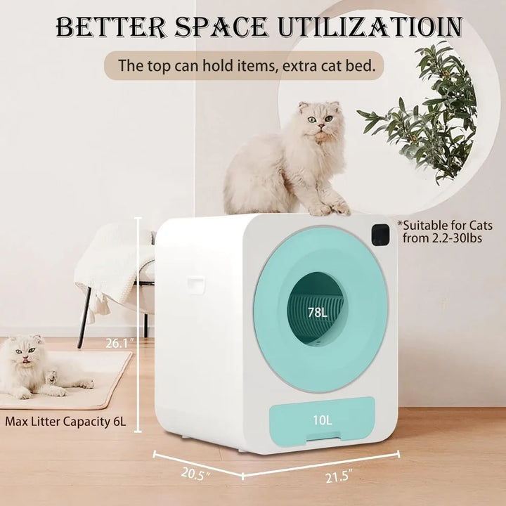 Cat Bedpans,Automatic Cat Litter Box No Scooping Smart Robort with APP Controlodor Removal,Cats Pottys,Intelligent Litter Box