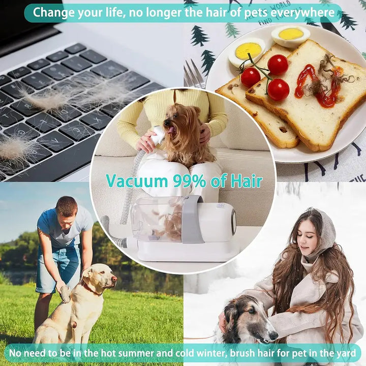 LMVVC Pet Grooming Kit, Dog Grooming Clippers with 2.3L Vacuum Suction 99% Pet Hair, Pet Grooming Vacuum Low Noise