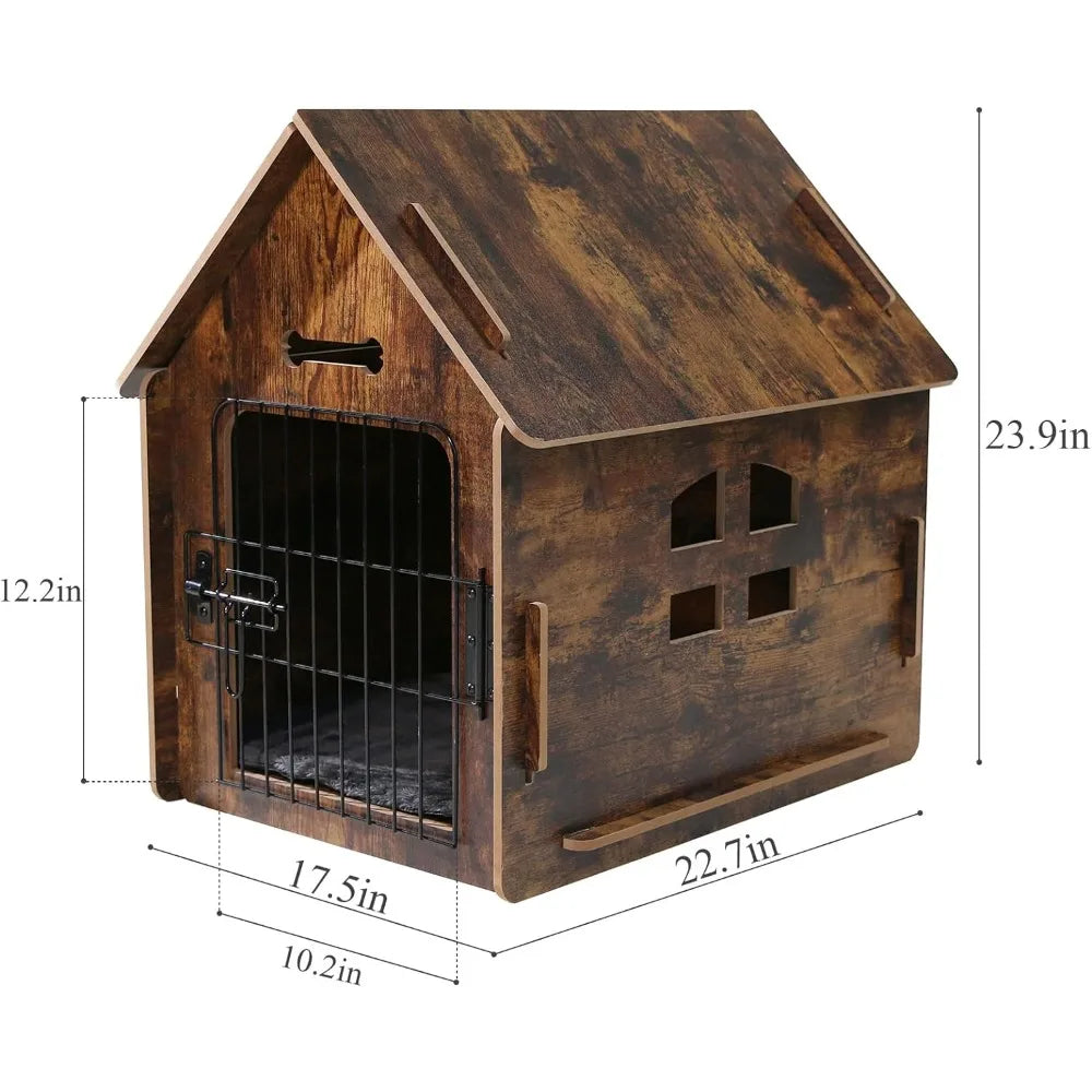 Dog House Indoor for Small Dogs or Cats, Cozy Wooden Design, Small Indoor Bed House, with Air Vents and Elevated Floor Warm