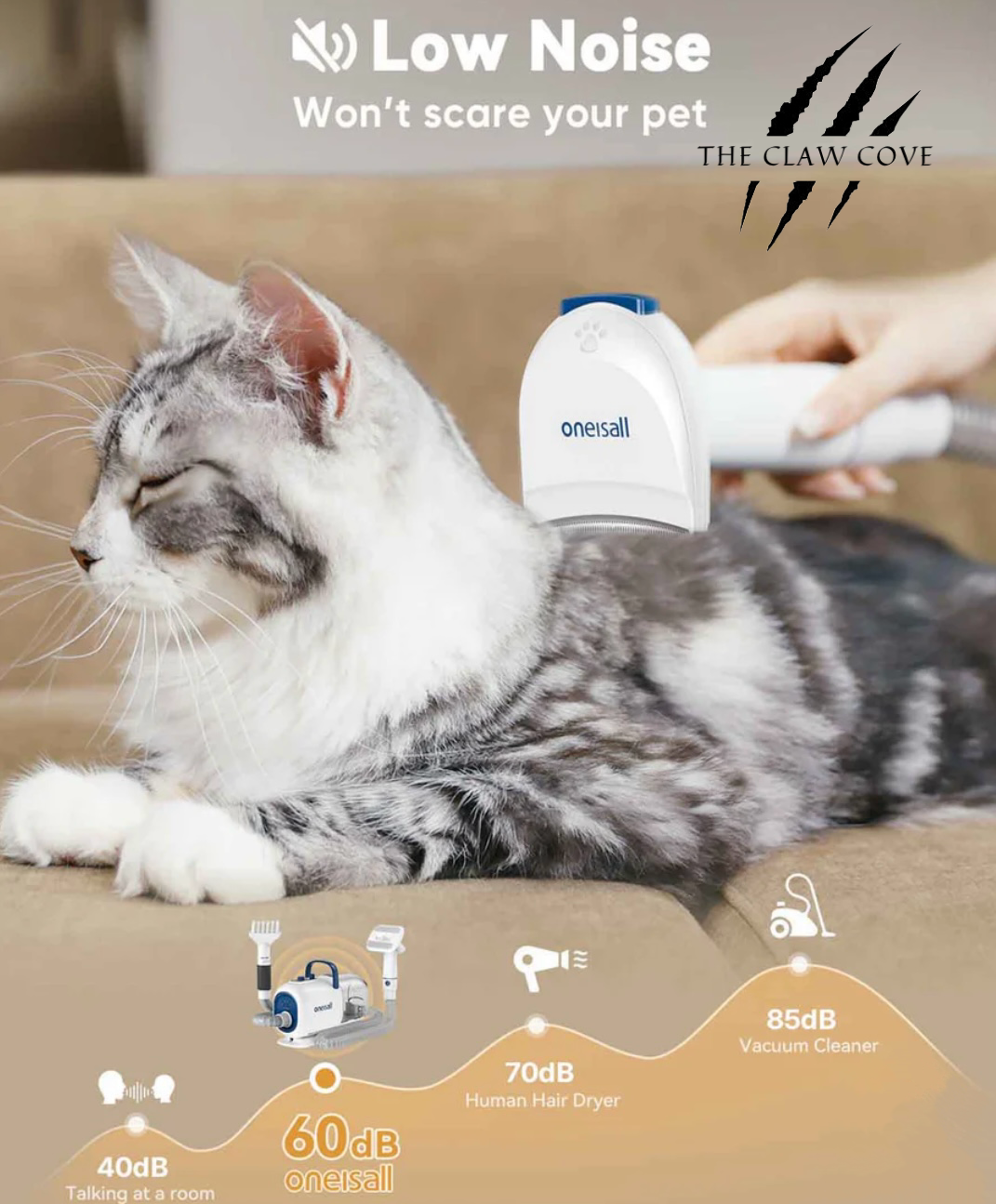 Oneisall™ 7-in-1 LM2 Pet Hair Vacuum & Grooming Kit with Clipper and Nail Grinder