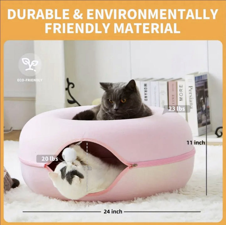 Cats Just Wanna Have Fun! The Claw Clove™ Interactive Cat Donut Bed