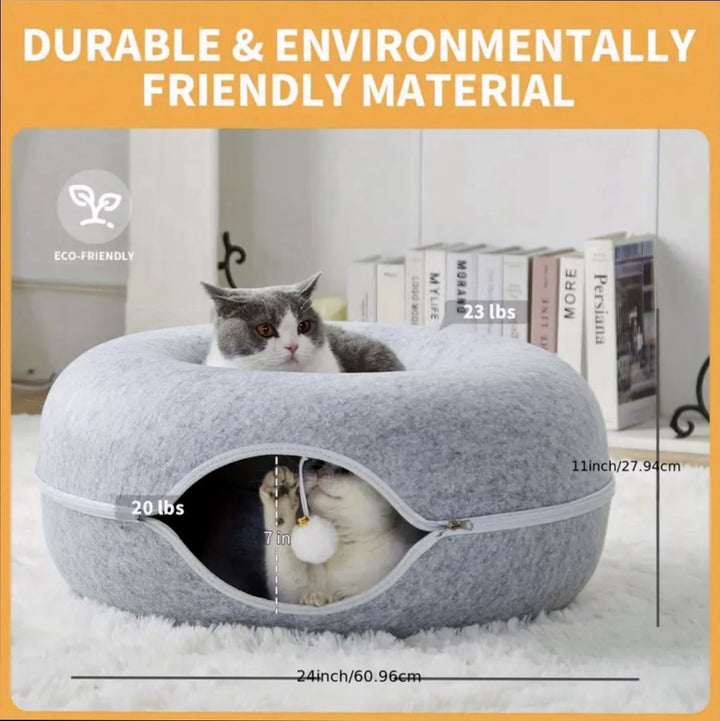 Cats Just Wanna Have Fun! The Claw Clove™ Interactive Cat Donut Bed