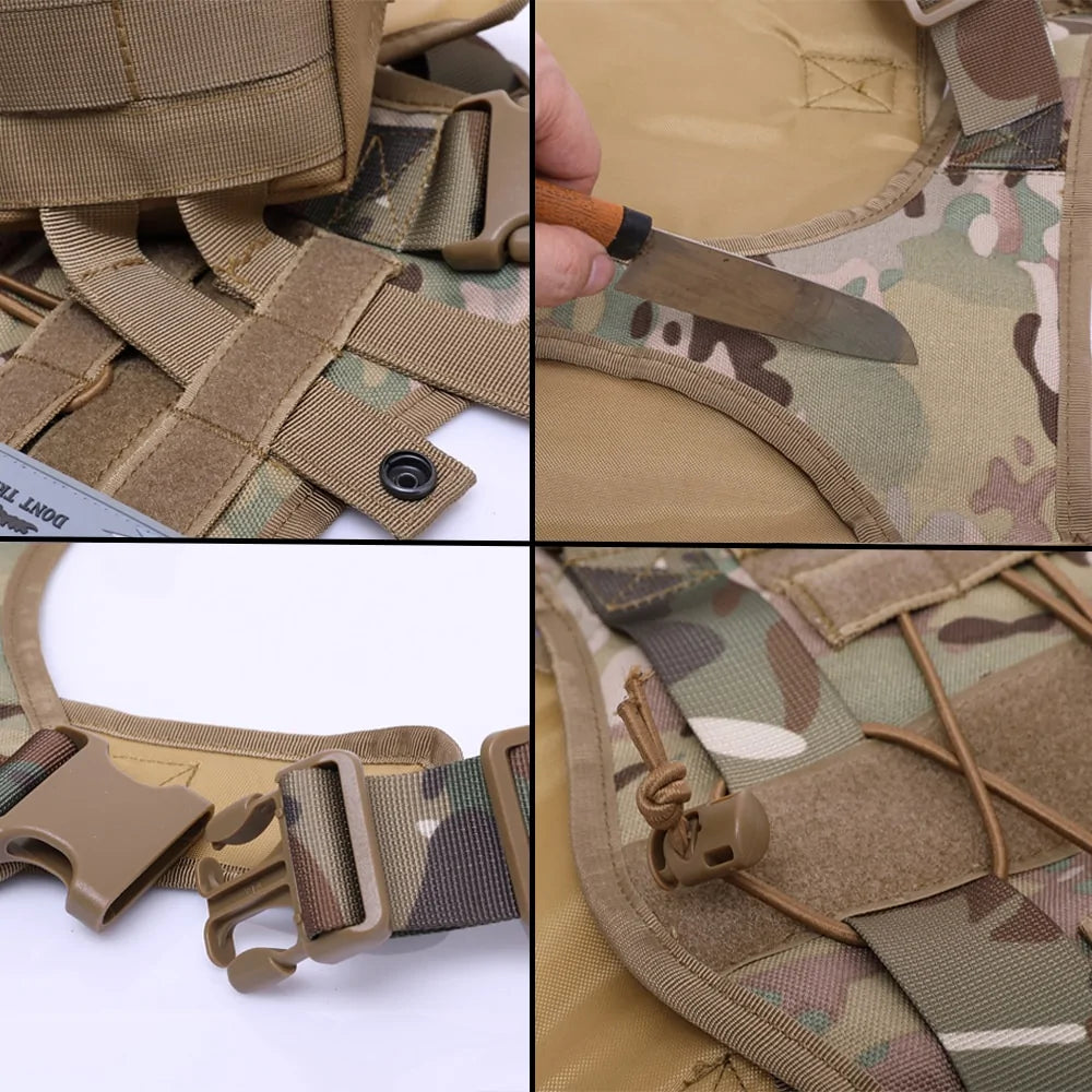 Tactical Dog Harness With Handle and Bungee Leash For Large Dogs