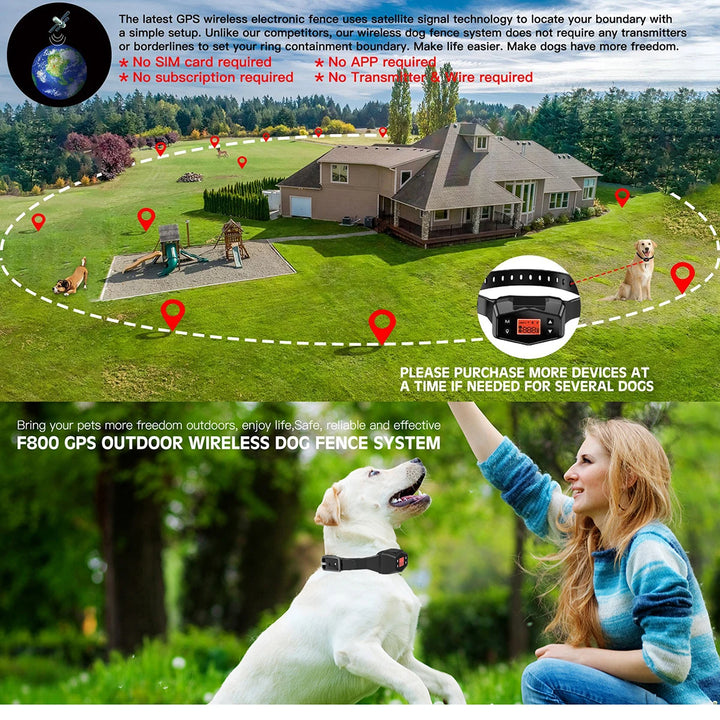 New GPS Dog Tracking Collar Outdoor Wireless Dog Fence System Smart Electric Shock Dog Training Waterproof Pet Collar for Dogs