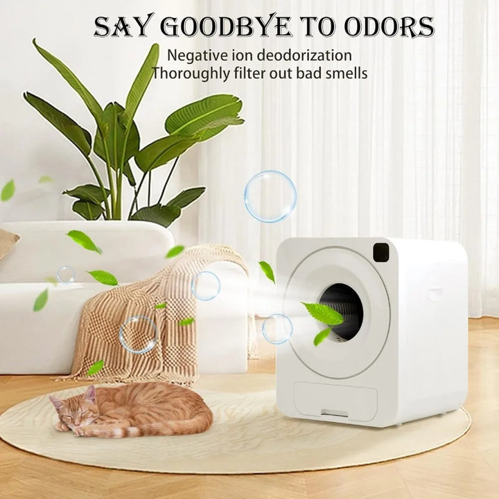 Cat Bedpans,Automatic Cat Litter Box No Scooping Smart Robort with APP Controlodor Removal,Cats Pottys,Intelligent Litter Box