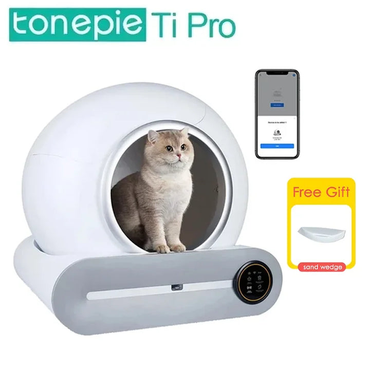 Tonepie 65L Automatic Smart Cat Litter Box Self Cleaning Fully Enclosed Cat Litter Box Pet Toilet Litter Tray