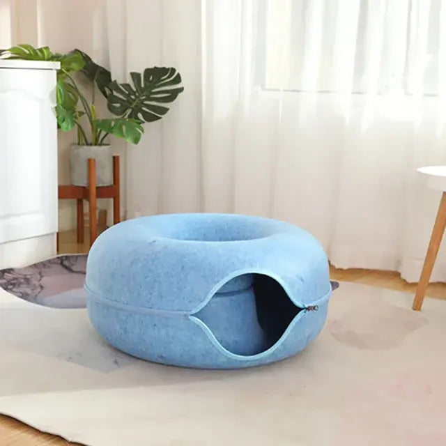 Cats Just Wanna Have Fun! The Claw Clove™ Interactive Cat Donut Bed