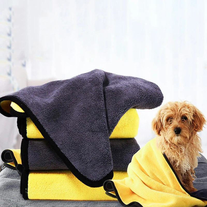 Grey and Yellow Pet Bath Towels